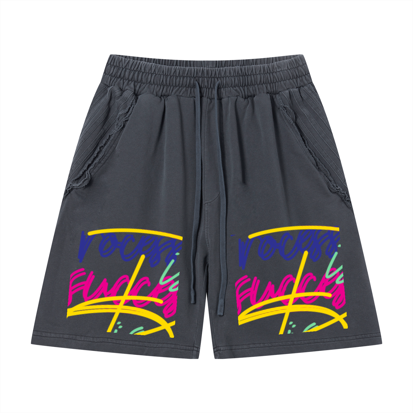 Unisex Vintage Wash Raw Edge Shorts