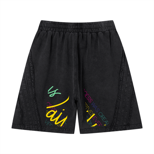 Unisex Vintage Wash Raw Edge Shorts