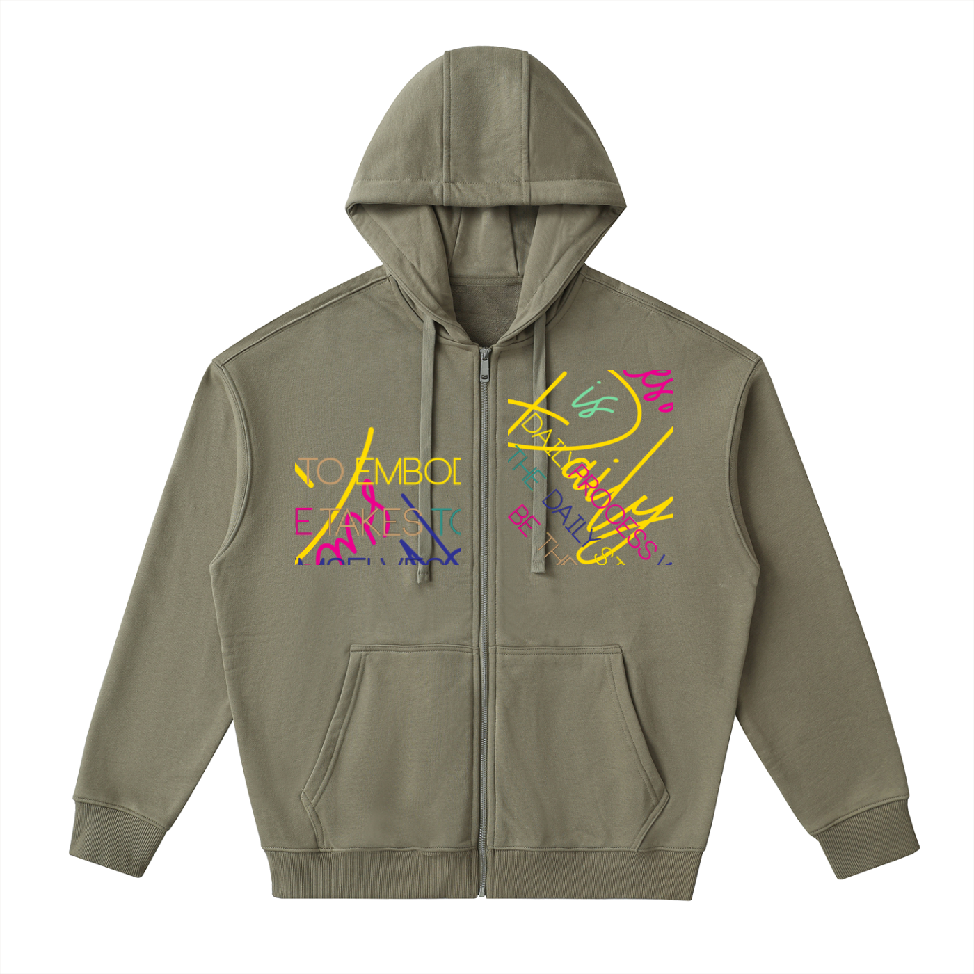 Drop-Shoulder Zip Up Hoodie
