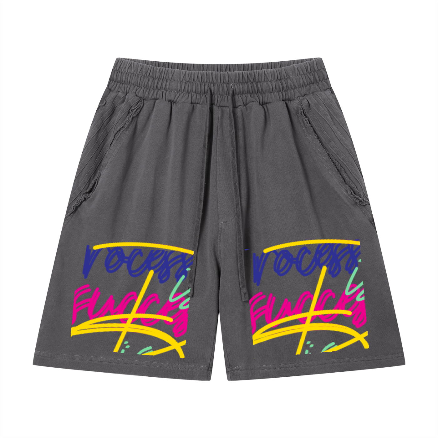 Unisex Vintage Wash Raw Edge Shorts