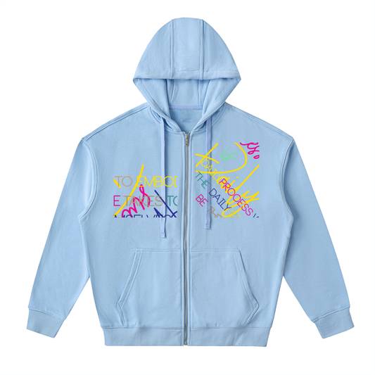 Drop-Shoulder Zip Up Hoodie