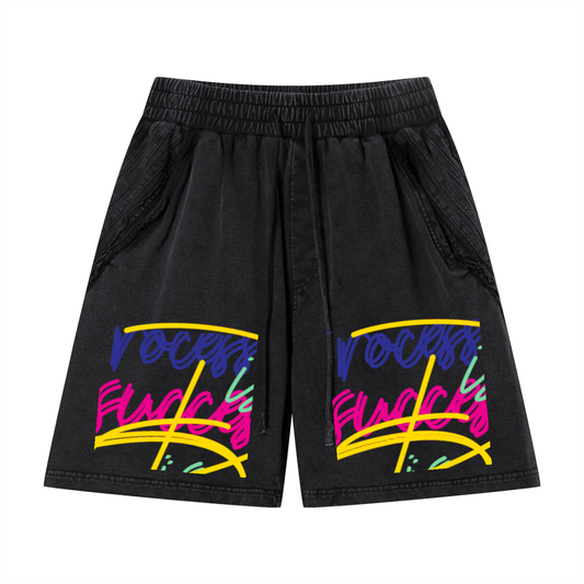 Unisex Vintage Wash Raw Edge Shorts